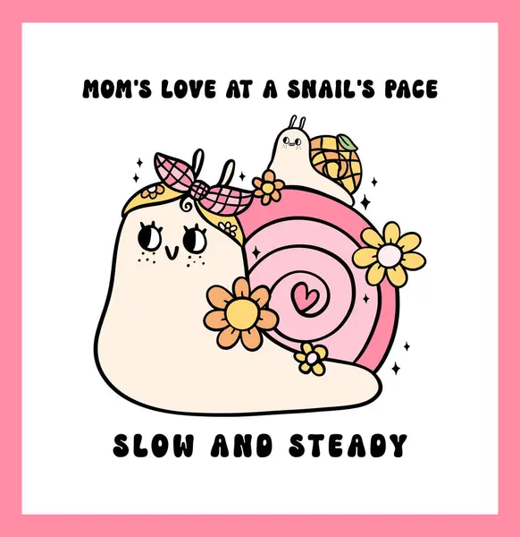 Retro Groovy Muttertagskarte Mama Wertschätzung Lustig Doodle Zeichnung Vibrant Pastell — Stockvektor