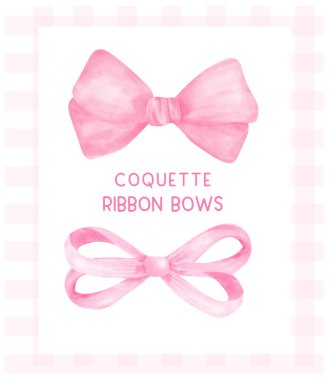 Coquette pembe yayları Preppy Estetik Vintage suluboya çizim seti