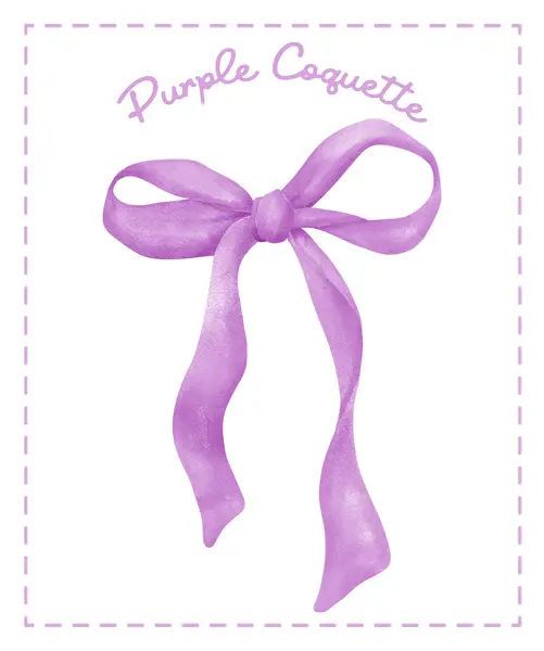 Mor Coquette kurdelesi. Moda, Vintage, suluboya el boyası.
