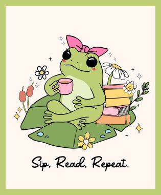 Retro Frog 'un kendini sevmesi kitap gibi, harika, duvar resimleri basılabilir.