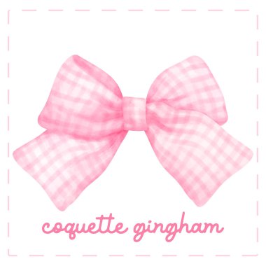 Coquette Pembe Gingham klasik kadınsı estetik suluboya