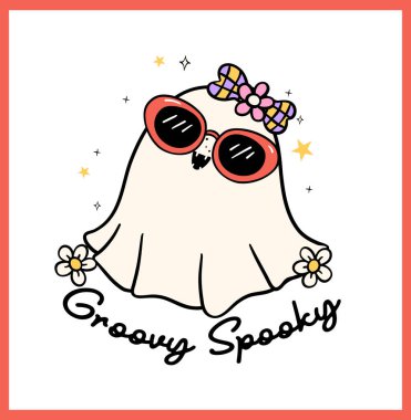 Güneş Gözlüklü Muhteşem Retro Cadılar Bayramı Hayaleti Çizgili Kartpostal Fikri