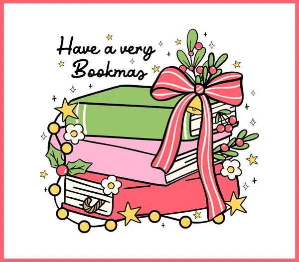 Noel kitaplarının karalamaları. Kutlama kartları, çıkartmalar ve gömlek tasarımları için Festive retro kitap hediye paketi..