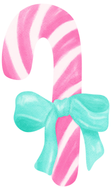 Pasta Coquette Noel şekeri bastonu, papağan, suluboya pembe ve nane yeşili.