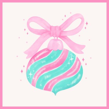 Kurdeleli Coquette Noel süsü balosu suluboya el resmi