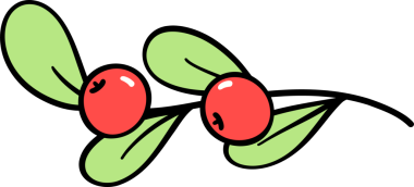 Noel yaprakları ve böğürtlenler el çizimi