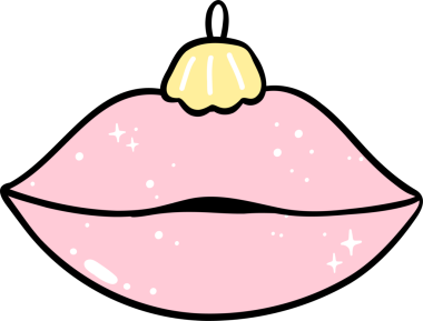 Coquette Coquette Noel Pembe dudaklar süs topu şeklinde çizgili pastel