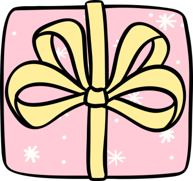 Pembe Pastel Coquette Noel Hediyesi Hediye Kutusu Sarı fiyonk çizili karalama