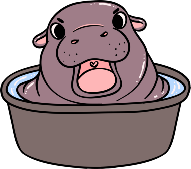 Sevimli Mutlu Bebek Pigme Hippo Şişme Domuz Havza çizgi film karakteri