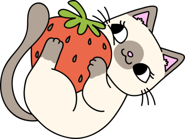 Retro Groovy Strawberry Cat Doodle Karakteri Oynuyor