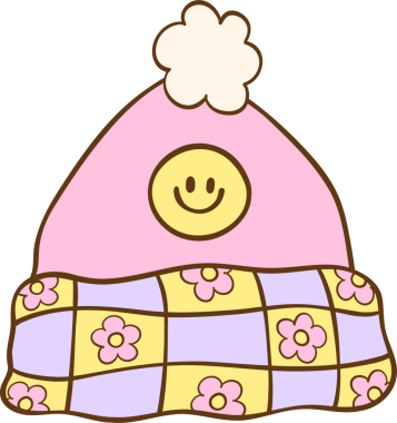 Kış şapkası. Pembe resimli pastel kitap.