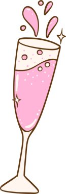 Şampanya Camlı Pembe Keklik El Çizimi