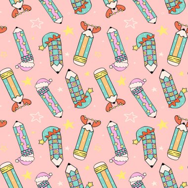 Kusursuz Desensiz Pastel Noel Kalemleri Arka planda izole edilmiş