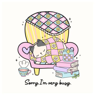 Şirin Harika Retro Kış Kitapçığı Kedi Kitap Çizimleriyle Cozy Kanepesinde Uyuyor.