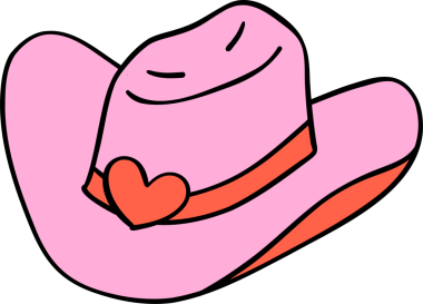 Retro Kovboy Sevgililer Günü Şapka Kalbi karalaması