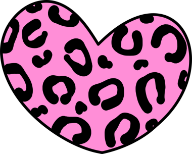 Groovy Retro Pink Leopard Heart Icon Hand Drawn in Bold Style