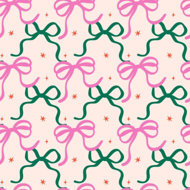 Moda Pembesi ve Yeşil Dalgalı Yaylar Kusursuz Desensiz El Arka planda izole edildi