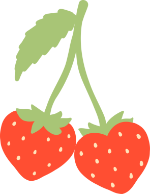 İki Çilek Kalbi Yapraklı Şekil