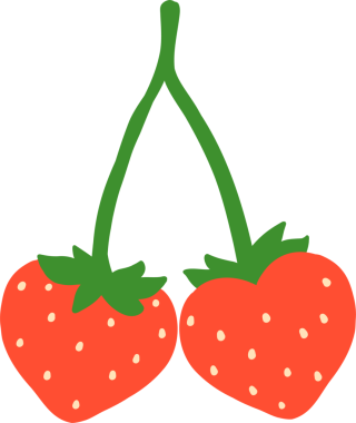 İki Çilek Kalpli El Çizimi Çizimi