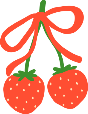 Kırmızı kurdeleli Retro Strawberries