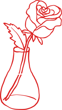 Vazo El Çizimi Özetinde Retro Valentine Gülü