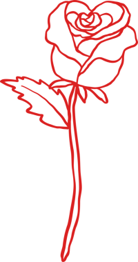 Sapı El Çizimi Özeti olan Retro Valentine Gülü