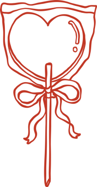 Retro Heart Shaped Lolipop ve yay Çizimi