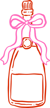 Fiyonklu şampanya şişesi.