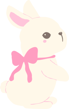 Pembe Coquette Kurdeleli Şirin Beyaz Tavşan Sevimli Çizgi film Tavşanı