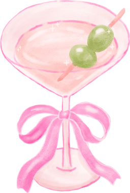 Pembe Fiyonk ve Zeytinli Coquette Pembe Martini Bardağı