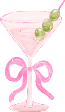 Pembe Kurdele ve Zeytinli Coquette Pembe Martini Bardağı