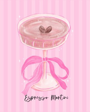 Pembe Roibbon Fiyonklu Coquette Espresso Martini Bardağı