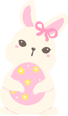 Tatlı Paskalya Tavşanı pembe yumurtayı tutar