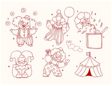 Palyaço Karakterleri Palyaço Çekici El Çizim Çizim Çizimi