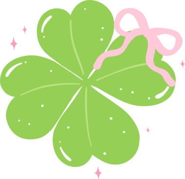 Retro Coquette 4 Yaprak Clover pembe kurdeleli