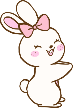 Şirin Mutlu Beyaz Tavşan pembe fiyonklu Çizgili El