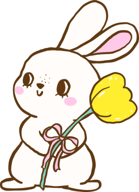 Lale Karikatür Eli Çizilmiş Sevimli Beyaz Tavşan