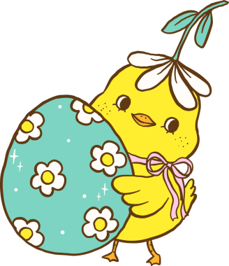 Bahar Yumurtası Çizilmiş Şirin Paskalya Tavuğu