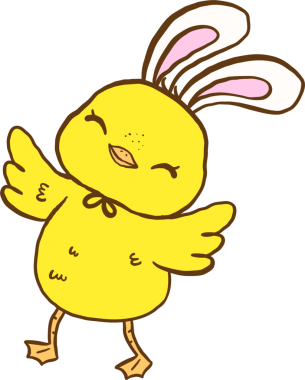 Tavşan Kulaklı Mutlu Paskalya Yavrusu Karikatür El Çizimi