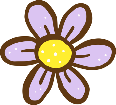 Retro Çiçek mor papatya eli çizilmiş