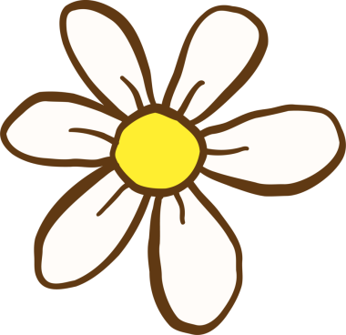 Retro Çiçek beyaz papatya eli çizilmiş