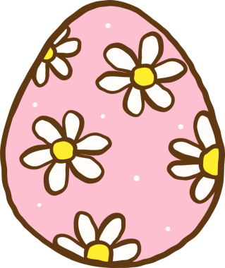 Havalı Paskalya Pembe Yumurtası Papatya desenli Karalama Elli