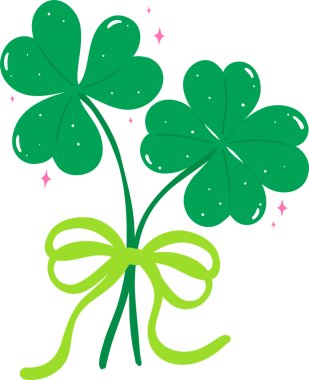 Coquette St Patrick Pembe Fiyonklu Dört Yaprak Clover