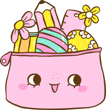 Paskalya Okulu Sabit Çanta Karikatür El Çizimi