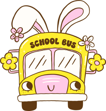 Tavşan Kulaklı Paskalya Okul Otobüsü Çizim Elleri