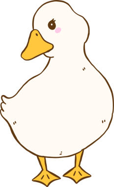 Sevimli Çizgi film Beyaz Ördek El Çizim Karakteri