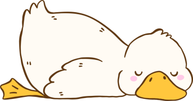 Tatlı Çizgi film Beyaz Ördek Uyuyan Aptal El Çizimi