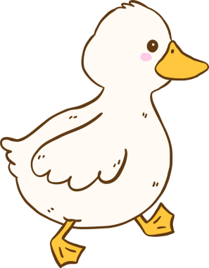 Sevimli Çizgi film Beyaz Ördek Yürüyen El Çizimi