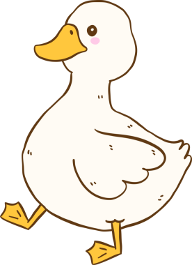 Sevimli Çizgi film Beyaz Ördek Eli Çizilmiş Karalama