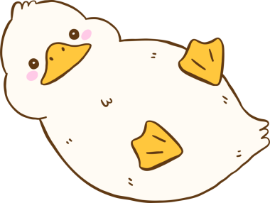 Sevimli Çizgi film Beyaz Ördek Yuvarlanan El Çizimi